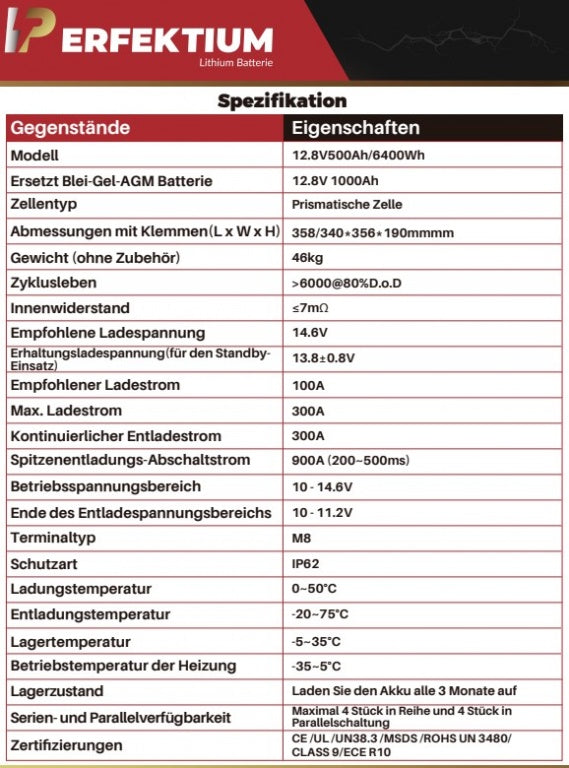 Perfektium PF LiFePo4 12.8V 500Ah Smart+HT