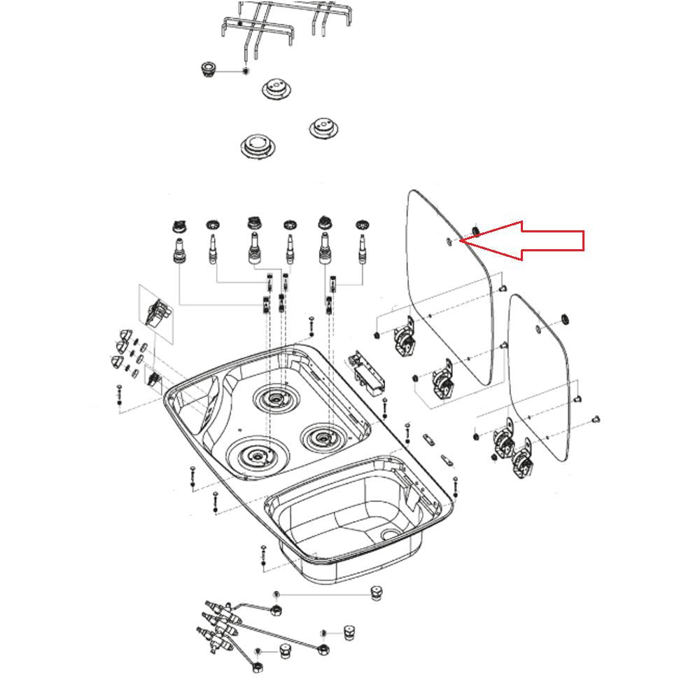 Dometic MO7123 Glasdeksel Komfoor gedeelte