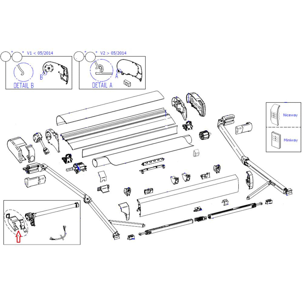 Thule 9200 Eindkap Main Housing 220V Crème Links