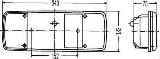 Hella Achterlicht Rem/ Knipper/ Mist/ Achteruitrij/ Reflector 5-Vaks Inbouw Links 12/24V