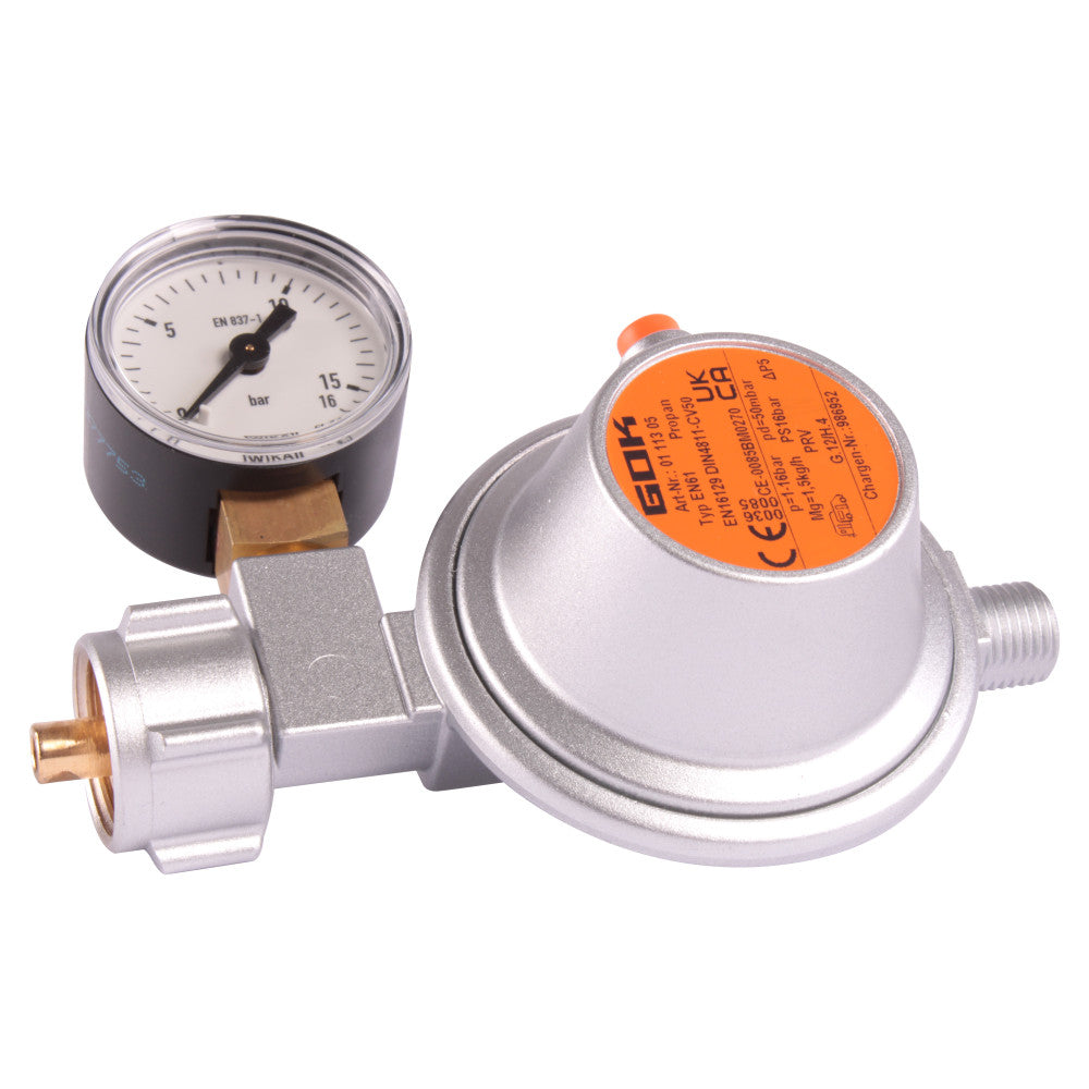 GOK Drukregelaar met Manometer 50mb 1/4L 2029