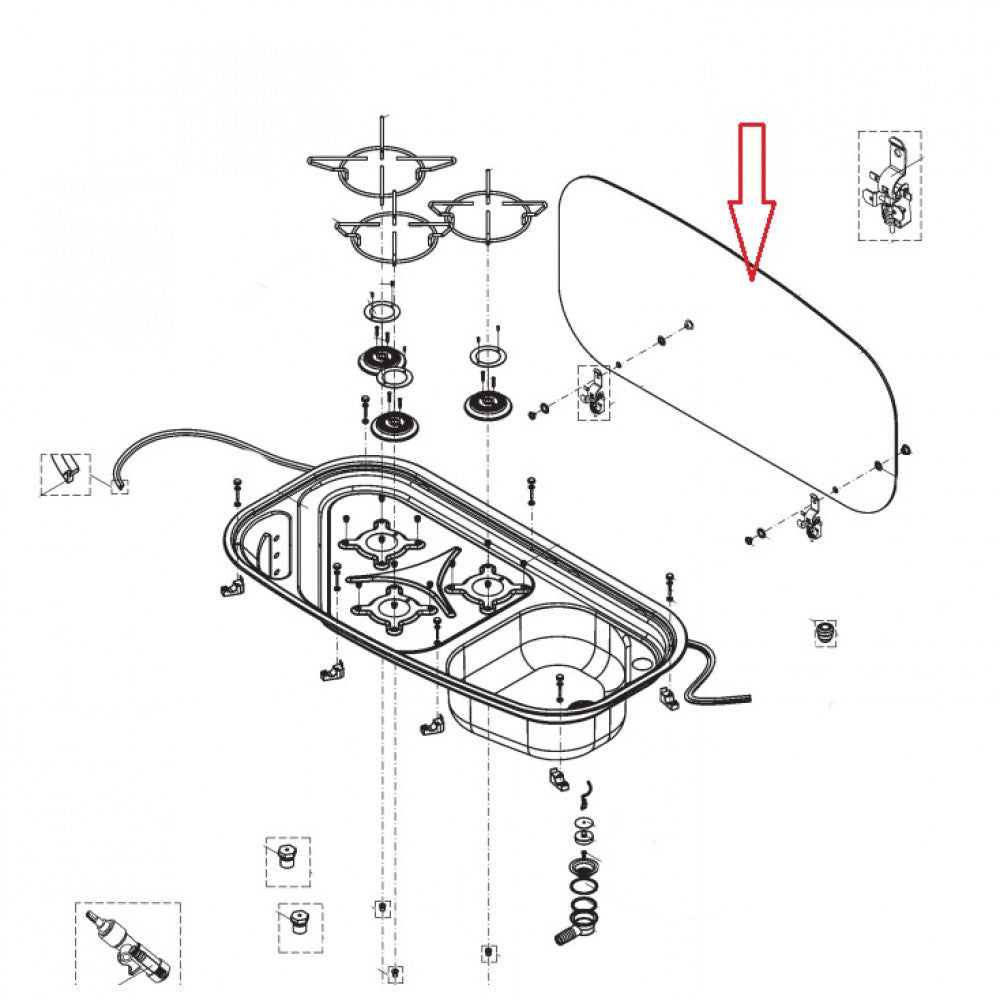 Dometic Glasdeksel, RAL9005 HSG 3436