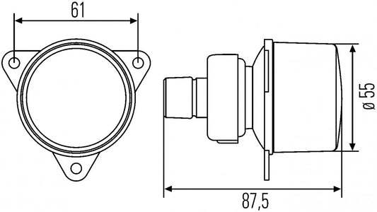 Hella Achteruitrijlicht Rond Grijs 12/24V