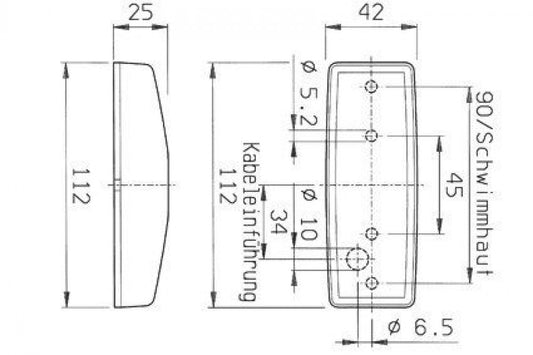 Jokon Breedtelicht PLR1007 met Reflector Rechthoekig Opbouw Wit