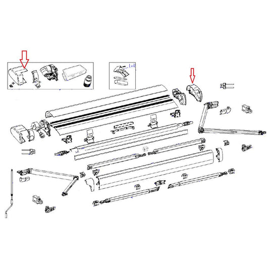 Thule 6300 Eindkap Motor 12V L+R Geanodiseerd