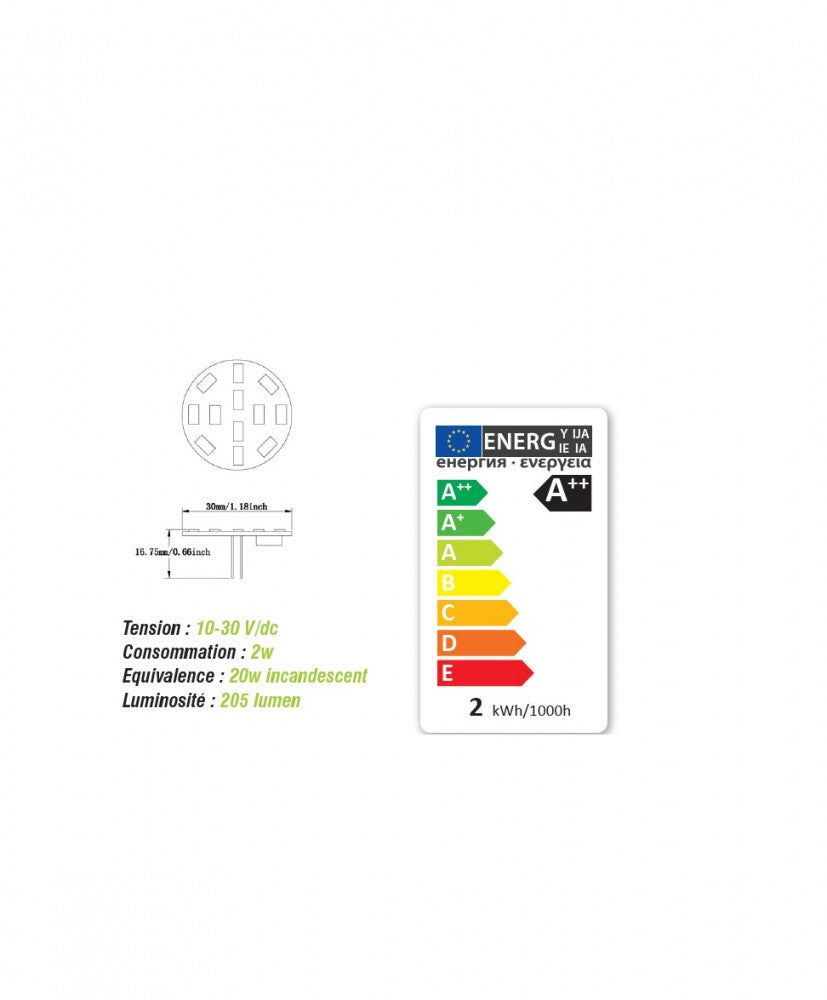 Vechline Lamp LED G4 2W/250Lumen/12Leds