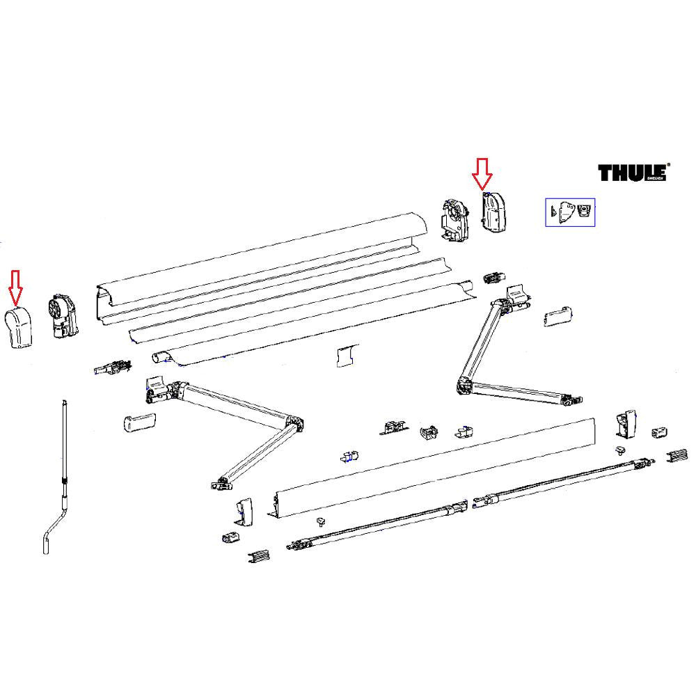 Thule Eindkap Mainhousing LH+RH 4900 Antraciet