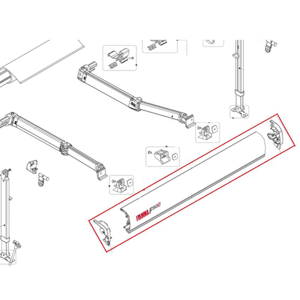 Fiamma F80S Lead Rail met Eindkappen 320 Titanium