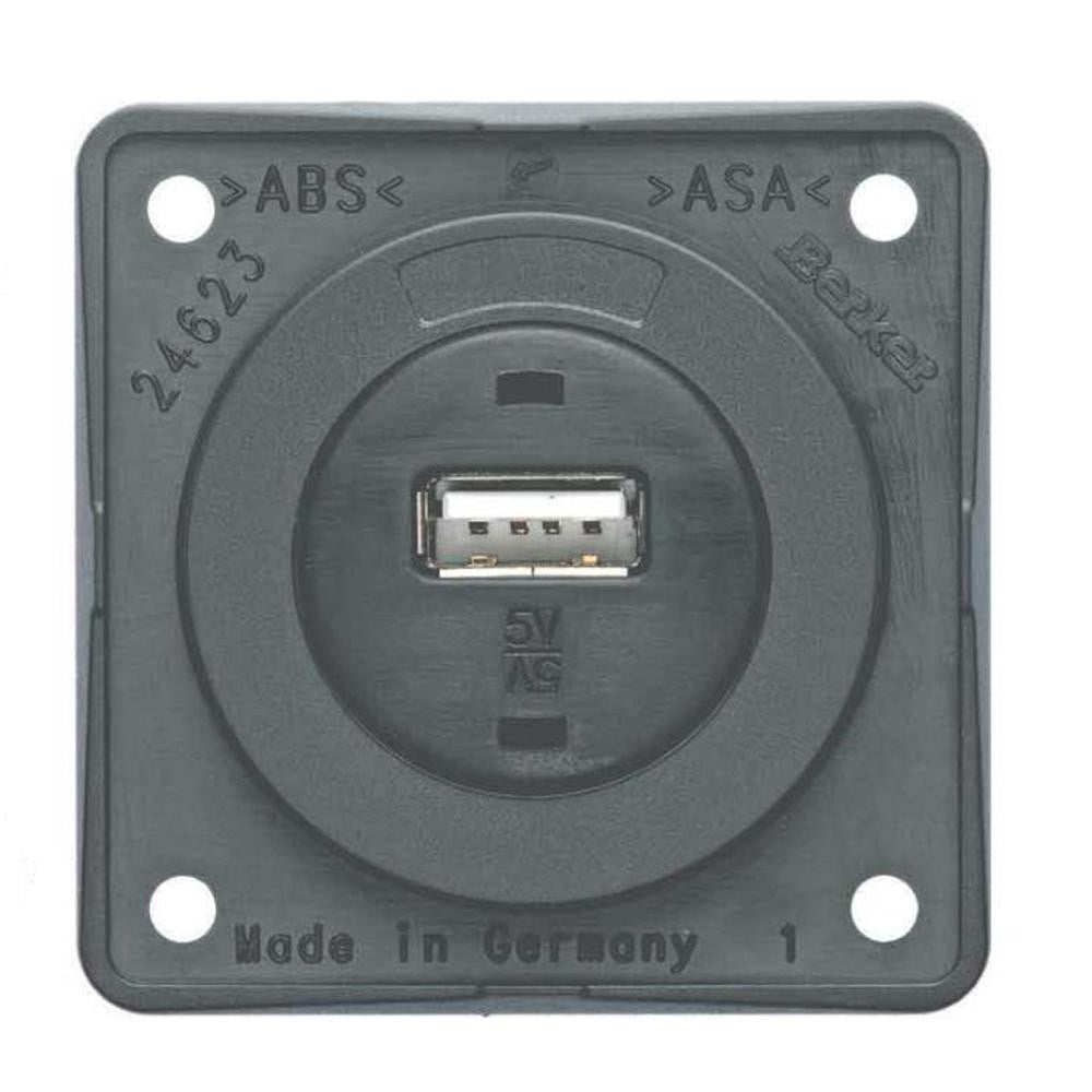 Berker Contactdoos 1x USB Lader 12V Inbouw Grijs Mat