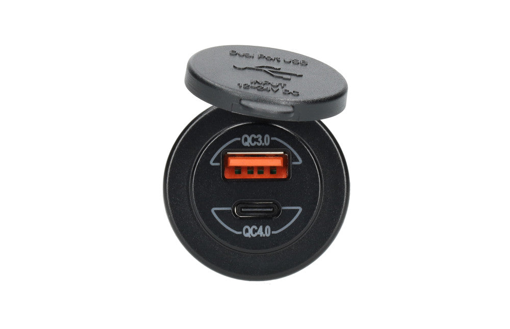 Power Line Contactdoos USB-A QC3.0 + USB-C QC4.0 Lader