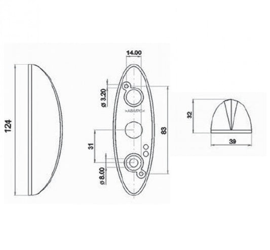 Jokon Markering SPL2010 Ovaal Opbouw Rood/Wit Wit Frame 12/24V