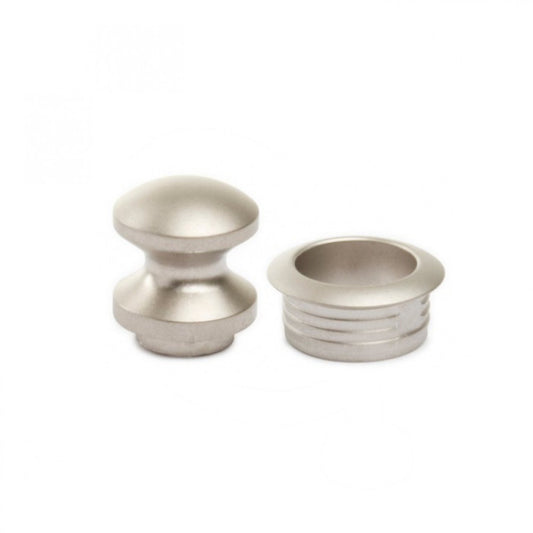 Mini Knop+Ring Pushlock Zilver Mat