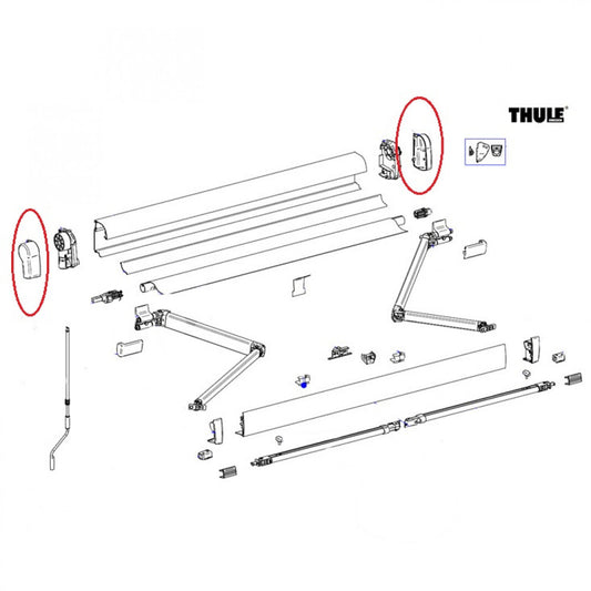 Thule Eindkap Mainhousing LH+RH 4900 Geanodiseerd