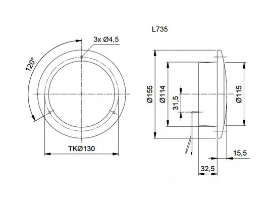 Jokon Achteruitrijlicht LED 735 met Reflector Rond Wit/Rood