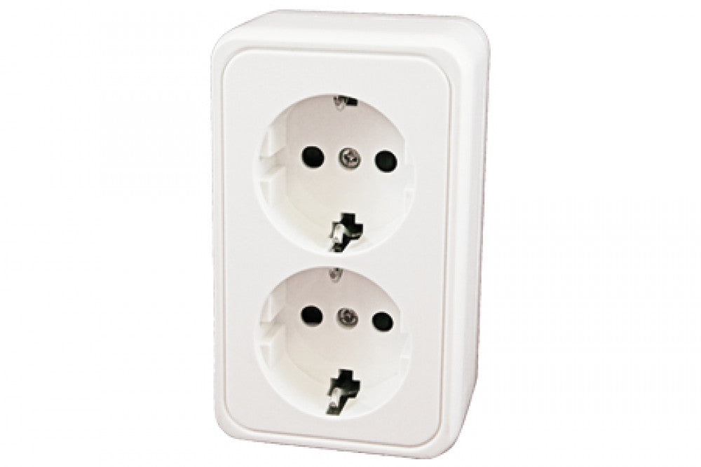 Contactdoos Dubbel 230V Opbouw Wit