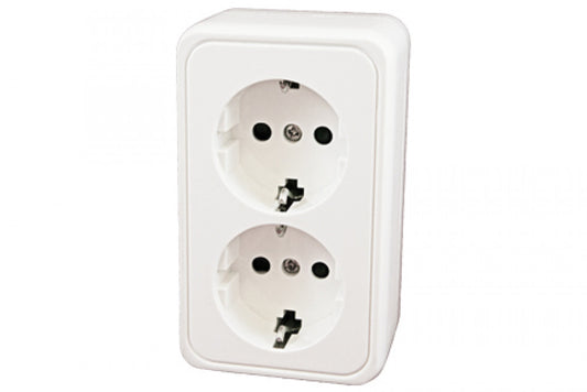 Contactdoos Dubbel 230V Opbouw Wit