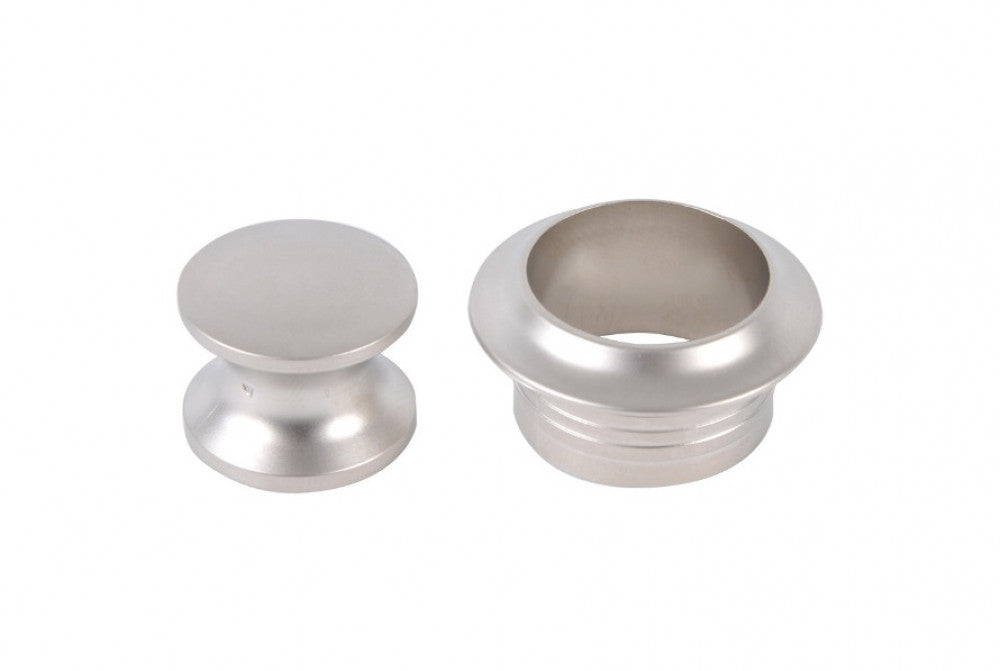 Knop+Ring Pushlock Zilver Mat