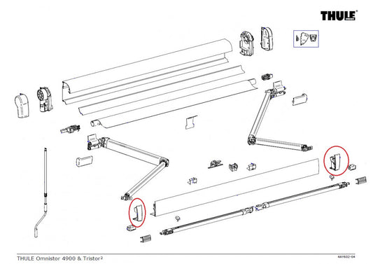 Thule Eindkap Lead Rail LH+RH 4900