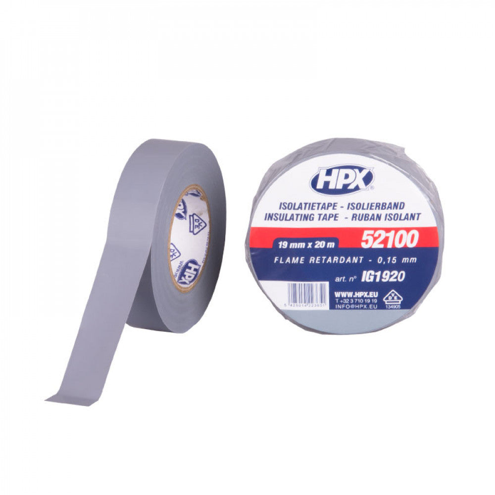 HPX PVC Isolatietape VDE 20mtrx19mm Grijs