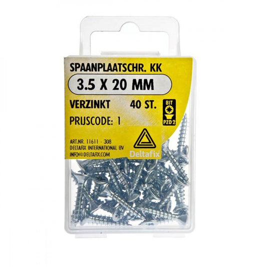 Deltafix Spaanplaatschroef KK 3.5x20mm Set 40st