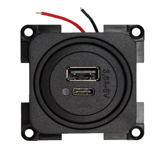 Presto Contactdoos 2x USB A/C Lader 12V Inbouw S-10.000 Zwart