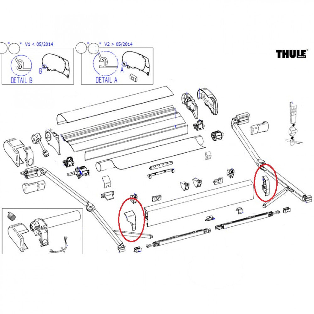 Thule Eindkap Lead Rail LH+RH 9200 Geanodiseerd