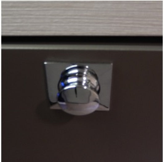 Mini Knop+Ring Vierkant Pushlock Glanzend Chroom 2st.