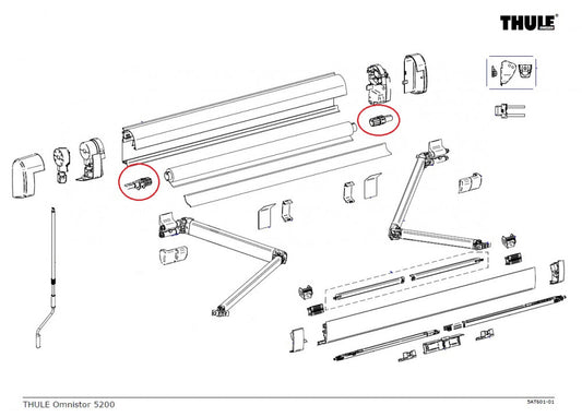 Thule Eindkap Roller Tube LH+RH 4900/5200
