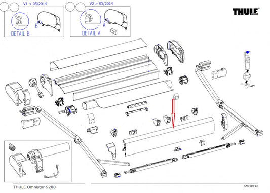 Thule Lead Rail 9200 6.00 Geanodiseerd
