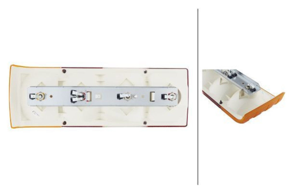 Hella Achterlicht Rem/ Knipper/ Mist/ Achteruitrij 4-Vaks Inbouw
