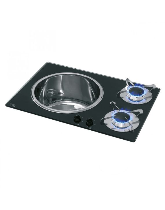 Can Kookplaat 2-Pits met Spoelbak Links PV1360 Crystal