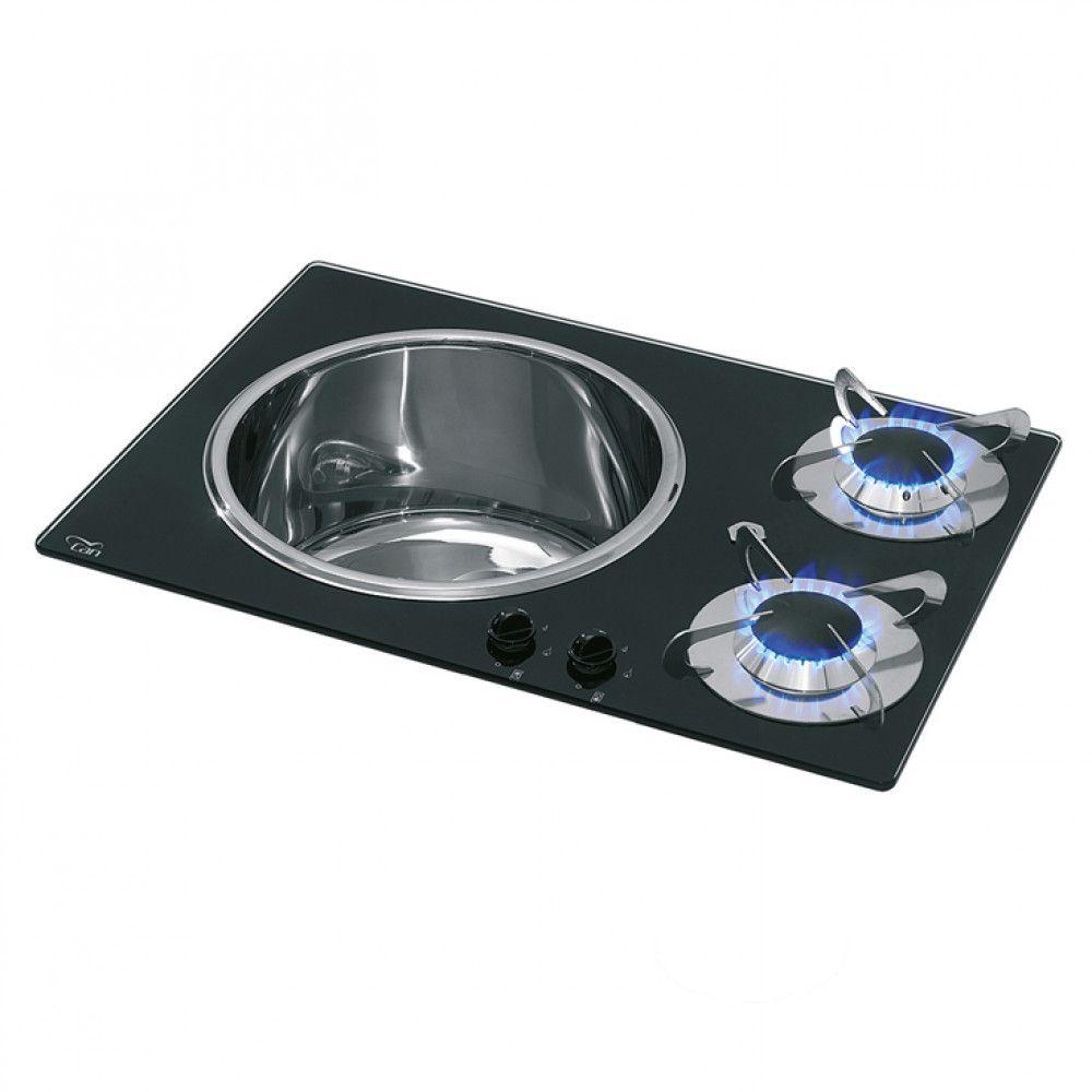 Can Kookplaat 2-Pits met Spoelbak Links PV1360 Crystal