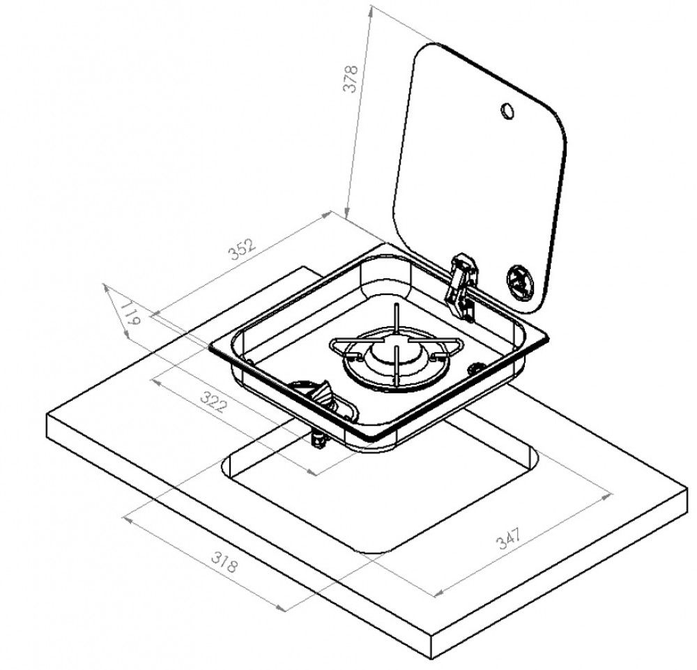 Navy Load Kookplaat 1-Pits 352x322
